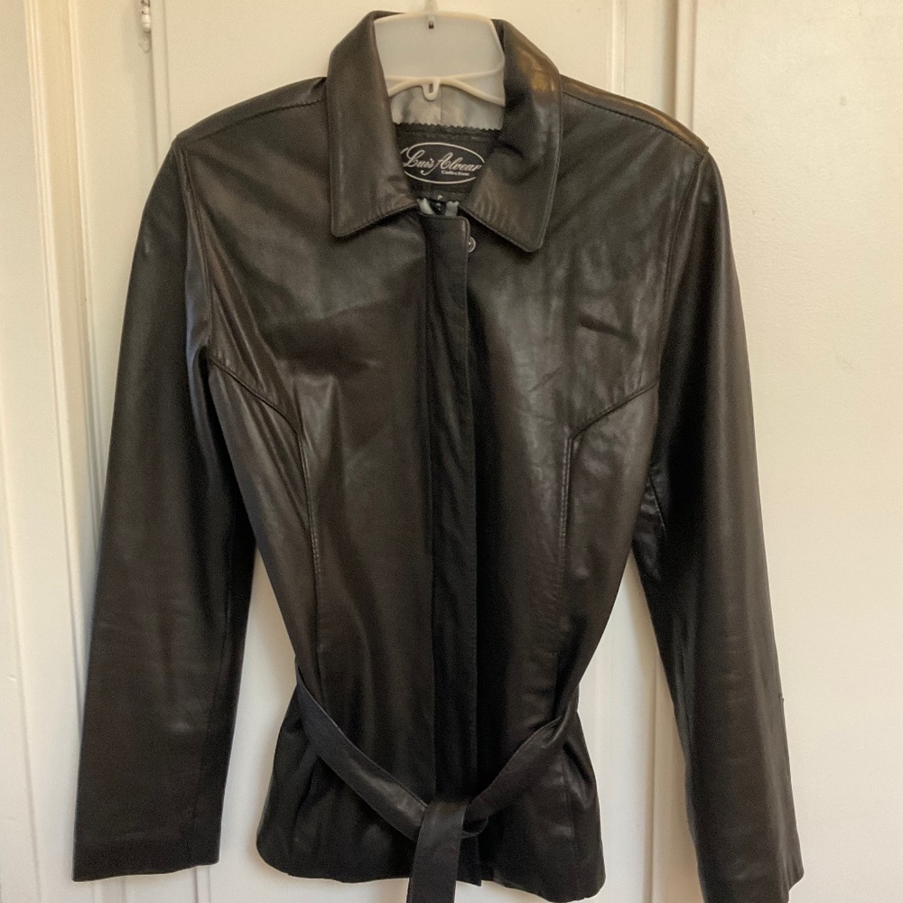 Luis Alvear black leather jacket, size petite.